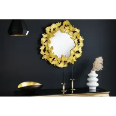 Invicta Lustro ścienne LIŚCIE GINKGO złote 70cm / 42779