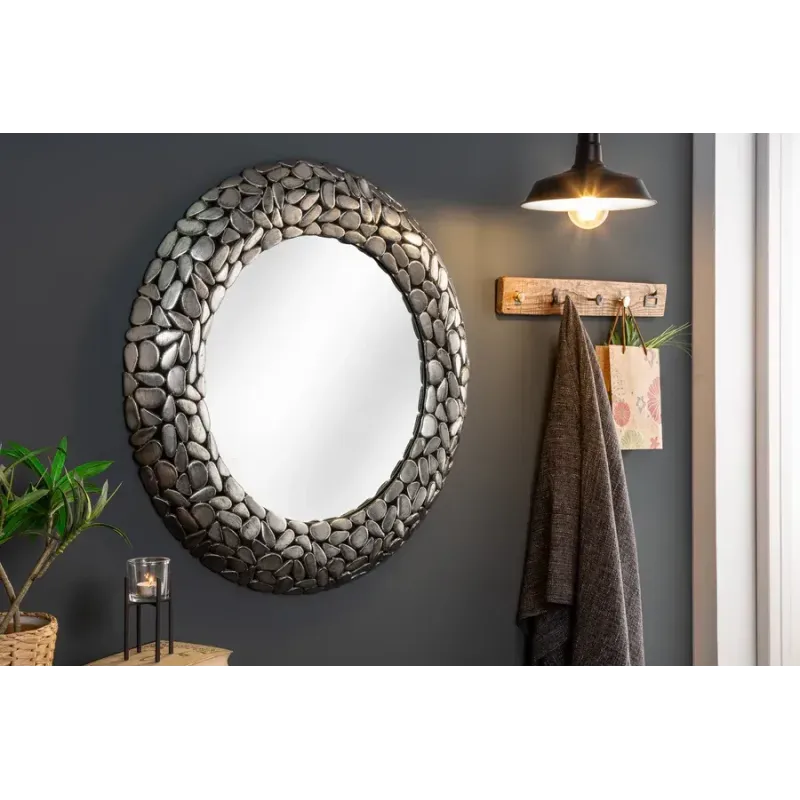 Invicta Lustro ścienne STONE MOSAIC XL srebrne 82cm / 41430