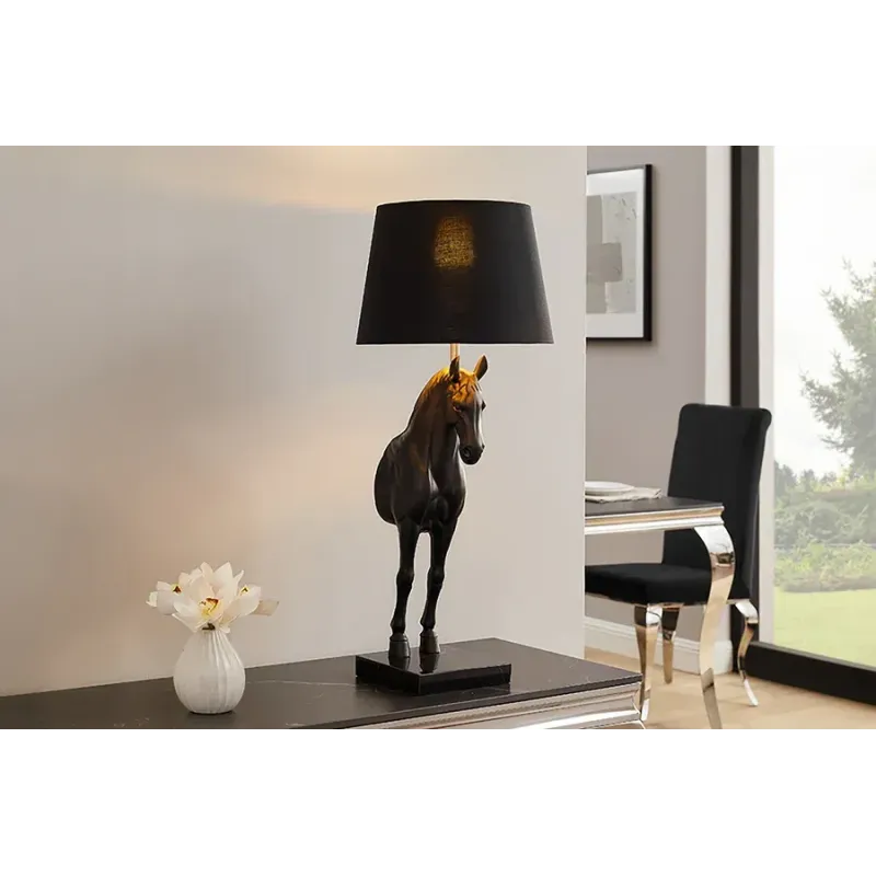 Invicta Lampa stołowa BLACK BEAUTY rzeźba konia 75cm / 45665