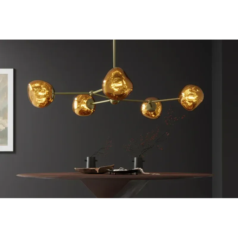 Invicta Lampa wisząca LIQUID DIAMOND 5 szklanych kloszy w kolorze złotym/ 46020