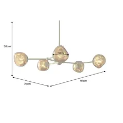 Invicta Lampa wisząca LIQUID DIAMOND 5 szklanych kloszy w kolorze złotym/ 46020