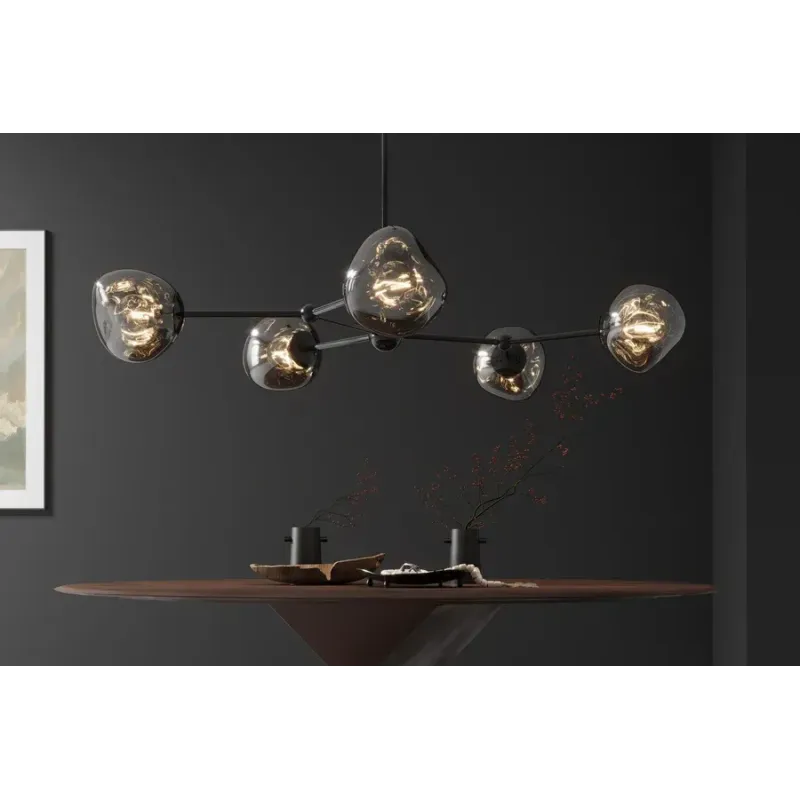 Invicta Lampa wisząca LIQUID DIAMOND 5 szklanych kloszy w kolorze szarym / 46021
