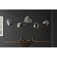 Invicta Lampa wisząca LIQUID DIAMOND 5 szklanych kloszy w kolorze szarym / 46021