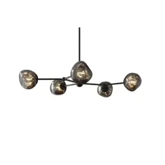 Invicta Lampa wisząca LIQUID DIAMOND 5 szklanych kloszy w kolorze szarym / 46021