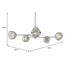 Invicta Lampa wisząca LIQUID DIAMOND 5 szklanych kloszy w kolorze szarym / 46021