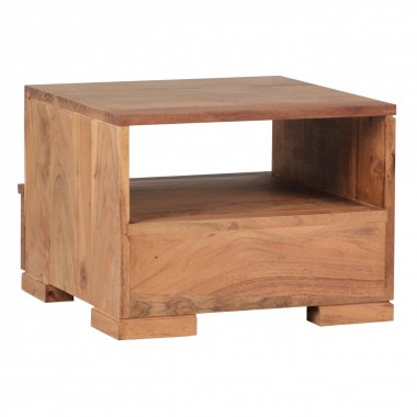 WOHNLING nightstand solid wood Acacia night-dresser 30 cm 1 drawer filing nightstand country style real wood