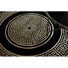 Dywan Grecki wzór Versace czarny / złoty Ø 150cm