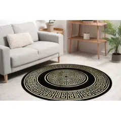 Dywan Grecki wzór Versace czarny / złoty Ø 150cm
