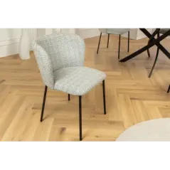 Invicta Krzesło LYON niebieska krata bouclé 54cm / 44959