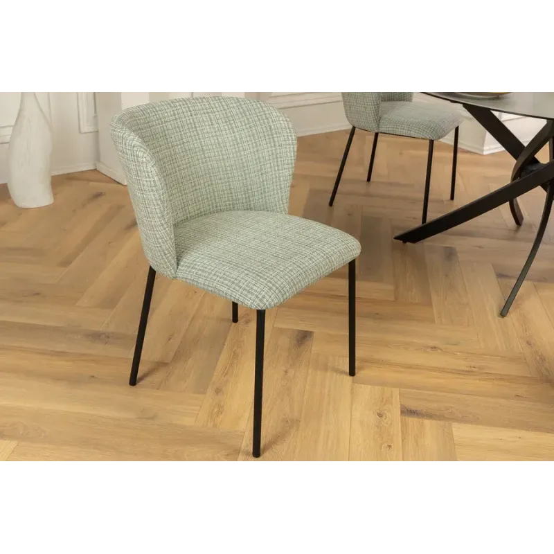 Invicta Krzesło LYON niebieska krata bouclé 54cm / 44958