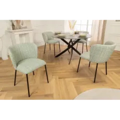 IInvicta Krzesło LYON niebieska krata bouclé 54cm / 44958