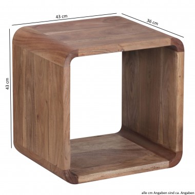 WOHNLING 2er Set Nesting tables Solid-wood Acacia Living table country style table Cubes Cube Shelf Nature