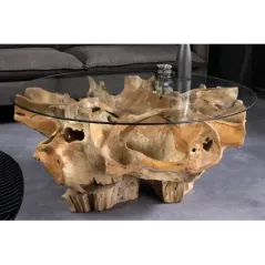Invicta Stół kawowy ROOT Stojak z drewna tekowego bez szklanej płyty 100cm / 44120