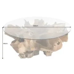 Invicta Stół kawowy ROOT Stojak z drewna tekowego bez szklanej płyty 100cm / 44120