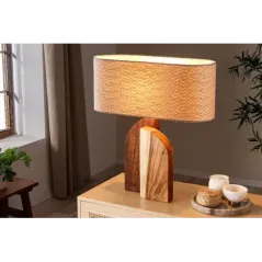 Invicta Lampa stołowa LOVERS naturalny klosz z drewna deszczowego 60cm / 46649