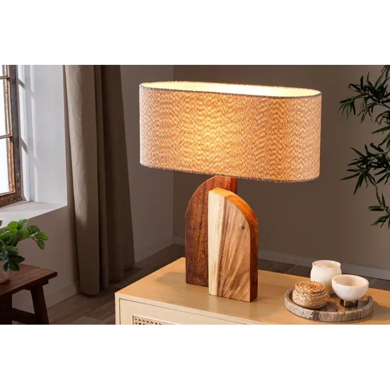 Invicta Lampa stołowa LOVERS naturalny klosz z drewna deszczowego 60cm / 46649