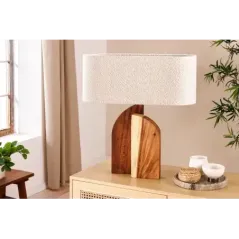 Invicta Lampa stołowa LOVERS naturalny klosz z drewna deszczowego 60cm / 46649