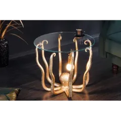 Invicta Stolik kawowy OCTOPUS z złotą lampką 50cm / 44567