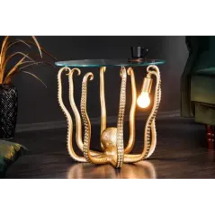 Invicta Stolik kawowy OCTOPUS z złotą lampką 50cm / 44567