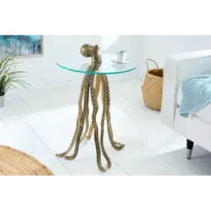 Invicta Stolik boczny WILDLIFE OCTOPUS szkło hartowane 70cm / 43498