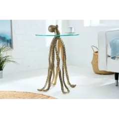 Invicta Stolik boczny WILDLIFE OCTOPUS szkło hartowane 70cm / 43498