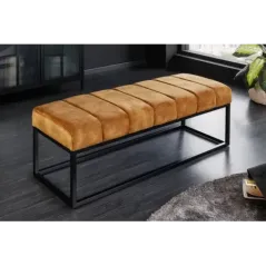 Invicta Ławka PETIT BEAUTÉ aksamitna w kolorze musztardowej żółći 110cm / 44617