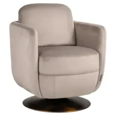Obrotowy fotel Turner, khaki, welur, ognioodporny (FR-Quartz 903 Khaki) - Richmond