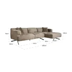 Sofa Donovan 3-osobowa + leżanka prawa (Bergen 104 taupe chenille) - Richmond