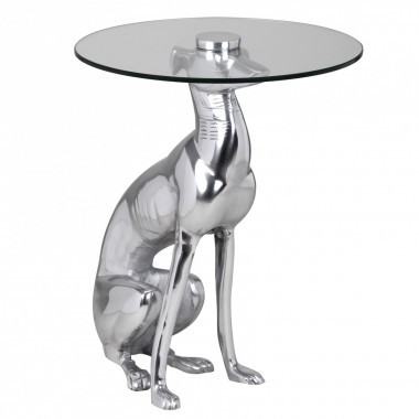 WOHNLING Design Deco table Figure DOG Aluminium Colour Silver