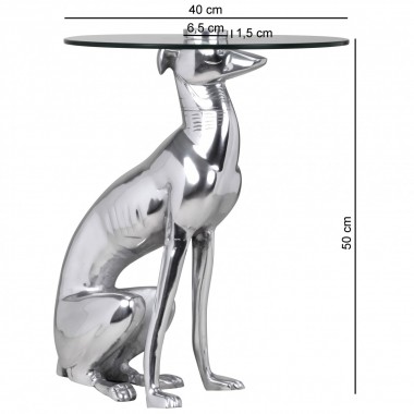 WOHNLING Design Deco table Figure DOG Aluminium Colour Silver