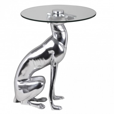 WOHNLING Design Deco table Figure DOG Aluminium Colour Silver