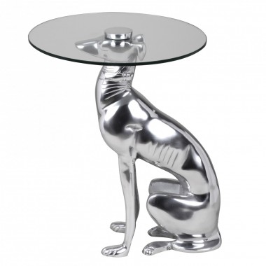 WOHNLING Design Deco table Figure DOG Aluminium Colour Silver