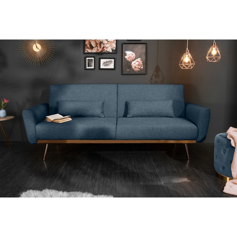 Invicta BELLEZZA sofa rozkładana 208 cm niebieska Struktur / 40025