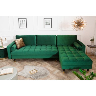 Narożnik / Sofa narożna COZY VELVET II 260 cm szmaragdowo zielony aksamit / 40274