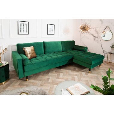 Narożnik / Sofa narożna COZY VELVET II 260 cm szmaragdowo zielony aksamit / 40274