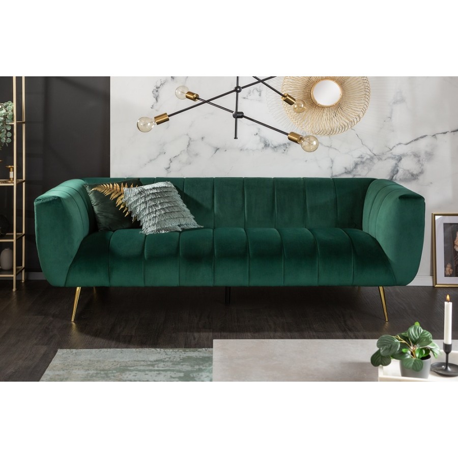 Invicta Sofa Noblesse szmaragdowo zielony aksamit 225cm / 40404