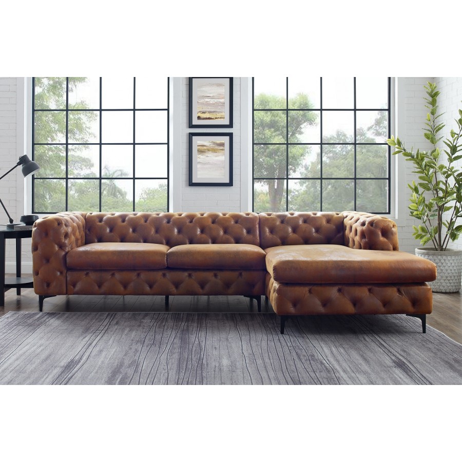 Invicta MODERN BAROCK Narożnik antyczny brąz mikrofibra prawostronny 275 x 72 x 160cm / 6540667