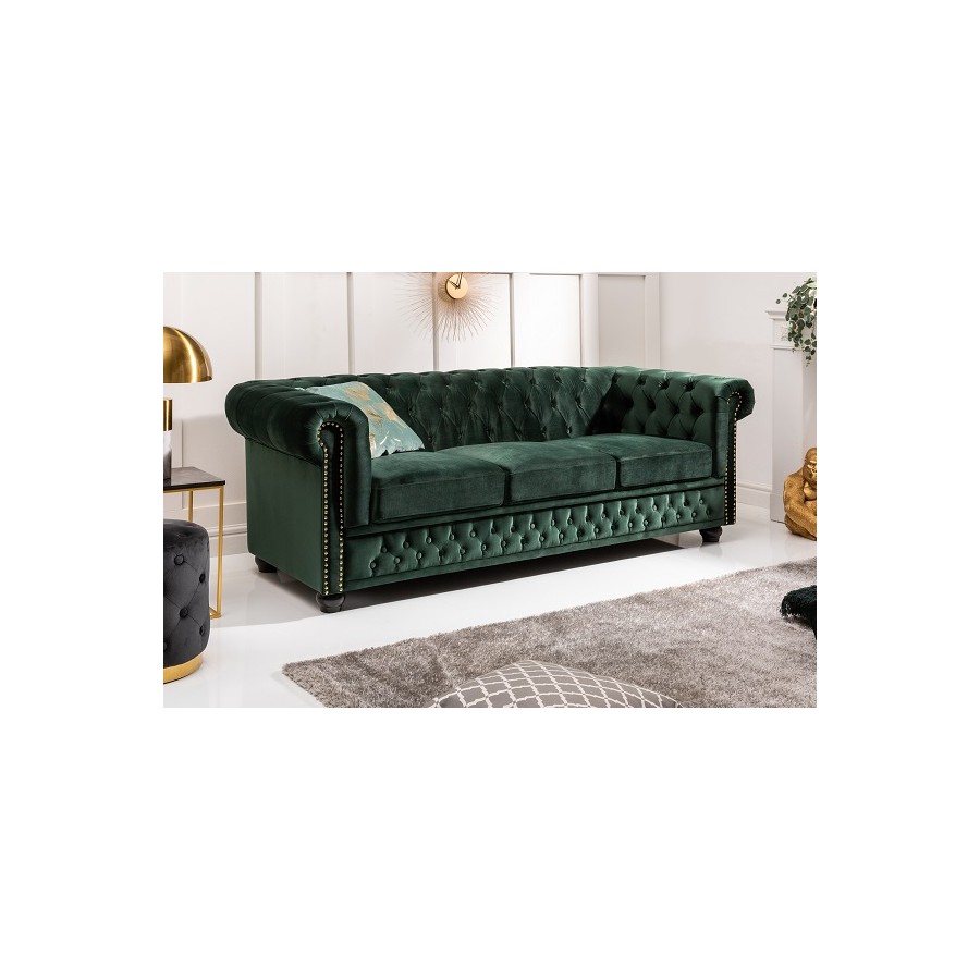 Invicta Sofa Chesterfield 3 osobowa zielony / 40483