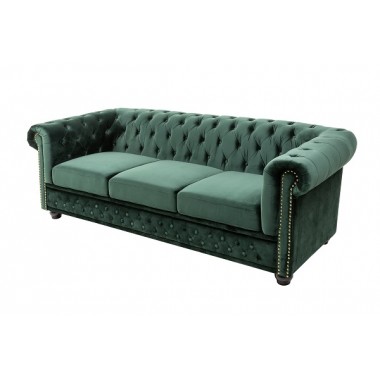 Sofa Modern barcok Chesterfield 3 osobowa szary aksamit / 40482