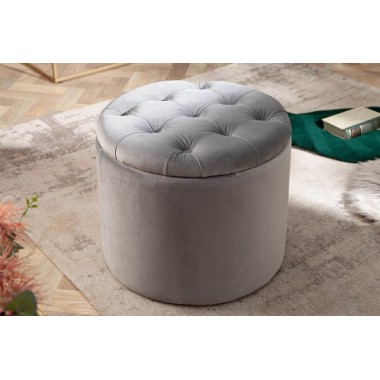 Pufa Modern Barock Storage 50cm aksamit szary / 40735