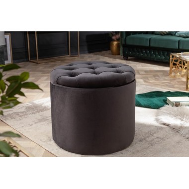 Pufa Modern Barock Storage 50cm aksamit czarny / 40734