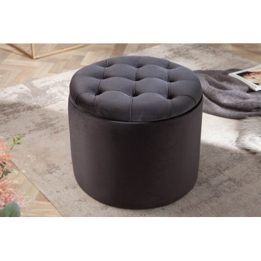 Pufa Modern Barock Storage 50cm aksamit czarny / 40734