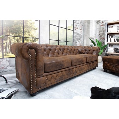 Sofa CHESTERFIELD 3 osobowa  brązowy antyk / 17382