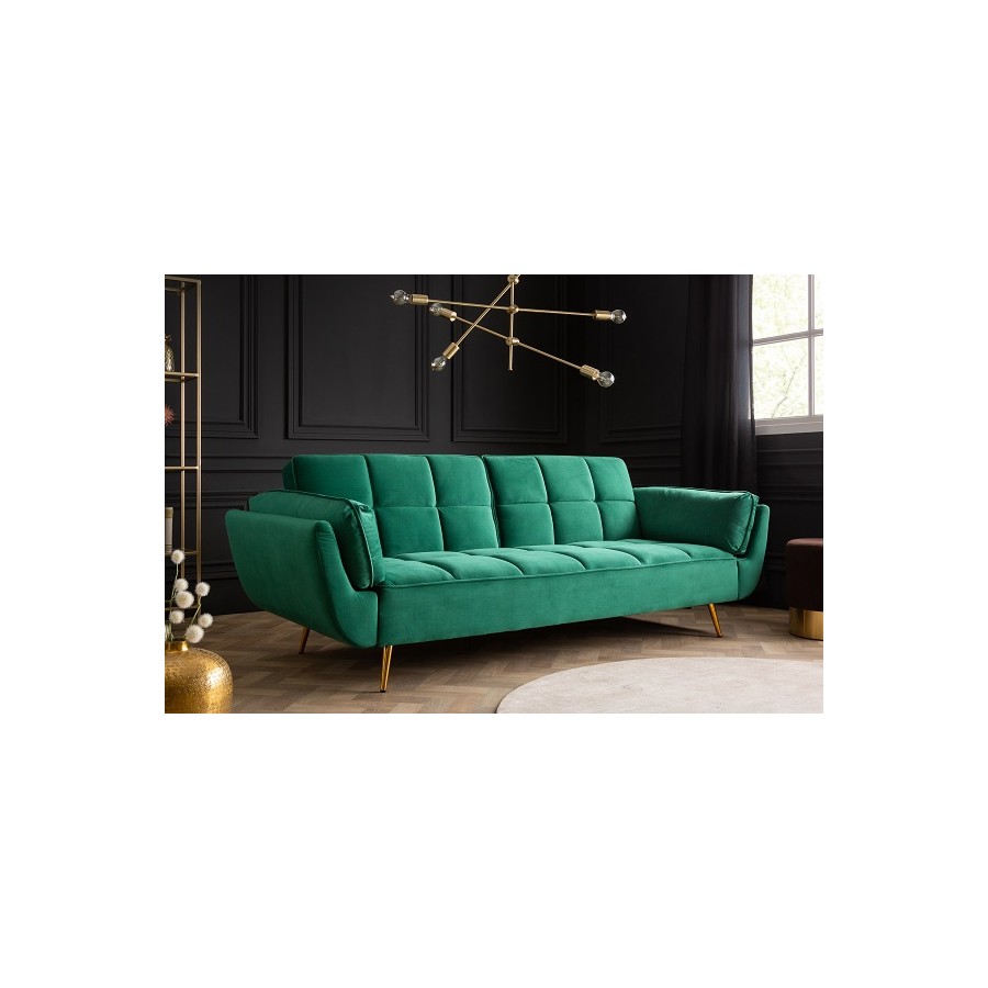 Invicta Sofa rozkładana Boutique szmaragdowo-zielony aksamit / 40566