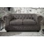 Invicta CHESTERFIELD Sofa 2 osobowa mikrofibra vintage szara 145 x 70 x 86cm / 40518