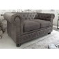 Invicta CHESTERFIELD Sofa 2 osobowa mikrofibra vintage szara 145 x 70 x 86cm / 40518