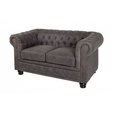 Sofa CHESTERFIELD 2 osobowa szary antyk wygląd / 37390