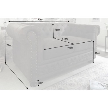 Sofa CHESTERFIELD 2 osobowa szary antyk wygląd / 37390