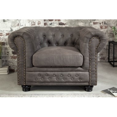 Fotel CHESTERFIELD antyczny szary / 40519