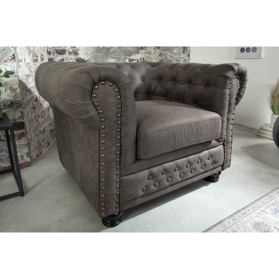 Fotel CHESTERFIELD antyczny szary / 40519